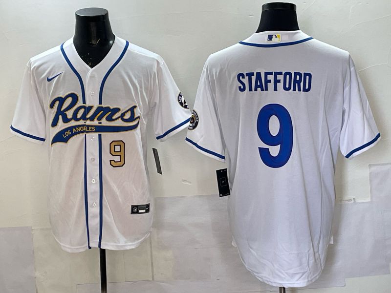 Men 2025 Los Angeles Rams #9 Stafford white Joint Name Nike Limited NFL Jersey style 003